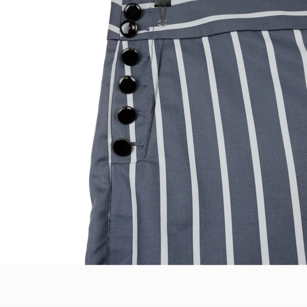 LOFT Grey Stripe Button Shorts 14 - Picture 3 of 7
